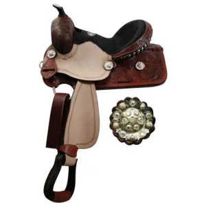 12" YOUTH DOUBLE T BARREL SADDLE WITH FULLY TOOLED POMMEL, SKIRTS AND CANTLE