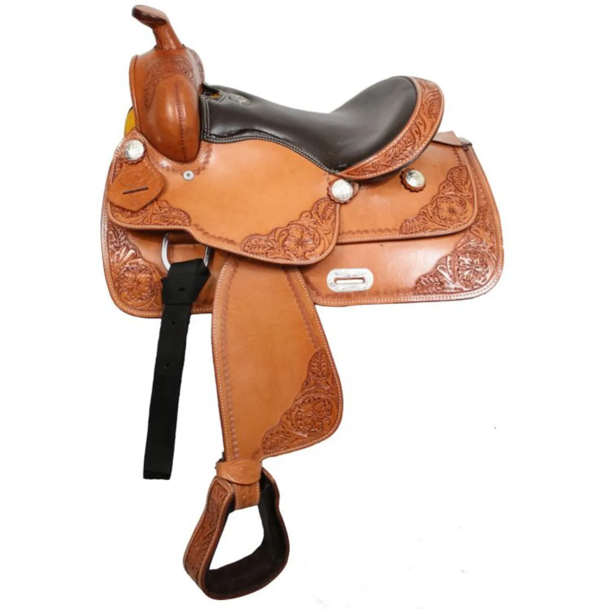 13" DOUBLE T YOUTH SADDLE WITH TOP GRAIN SMOOTH LEATHER SEAT