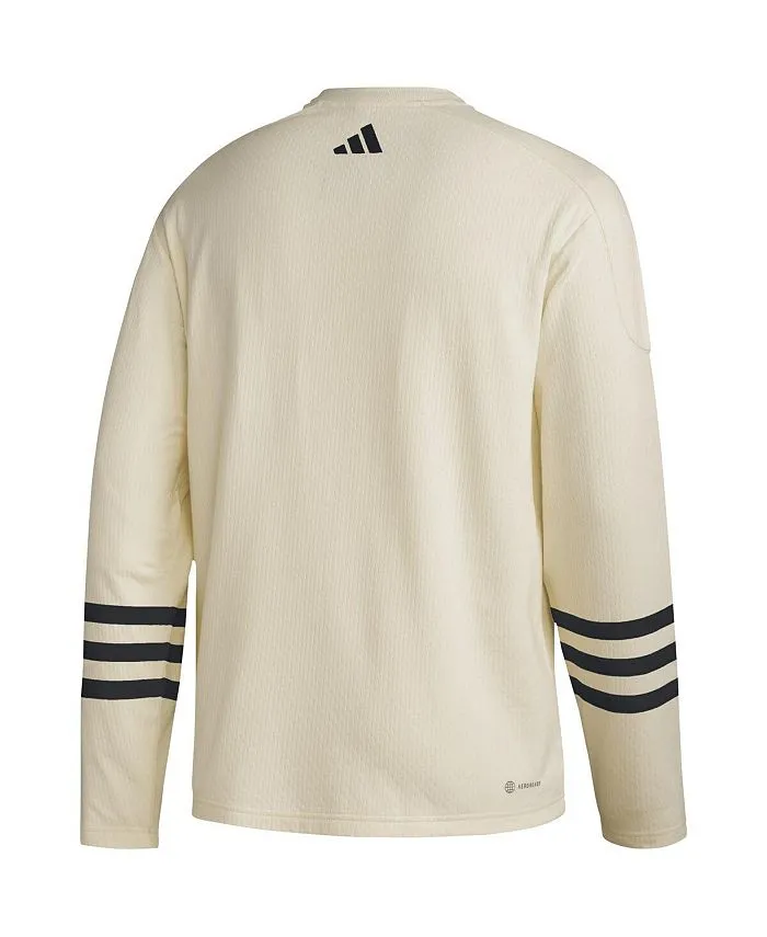 adidas men's cream Philadelphia Flyers AEROREADY pullover sweater, tan/beige