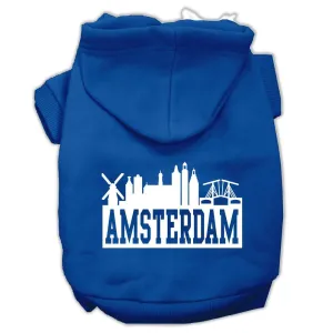 Amsterdam Skyline Screen Print Pet Hoodies Blue Size XS (8)