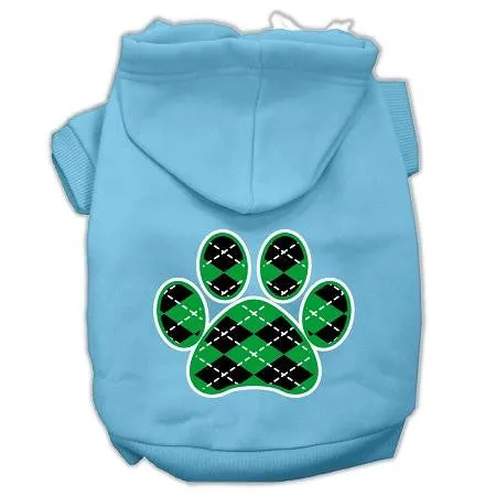 Argyle Paw Green Screen Print Pet Hoodies Baby Blue Size Xs (8)