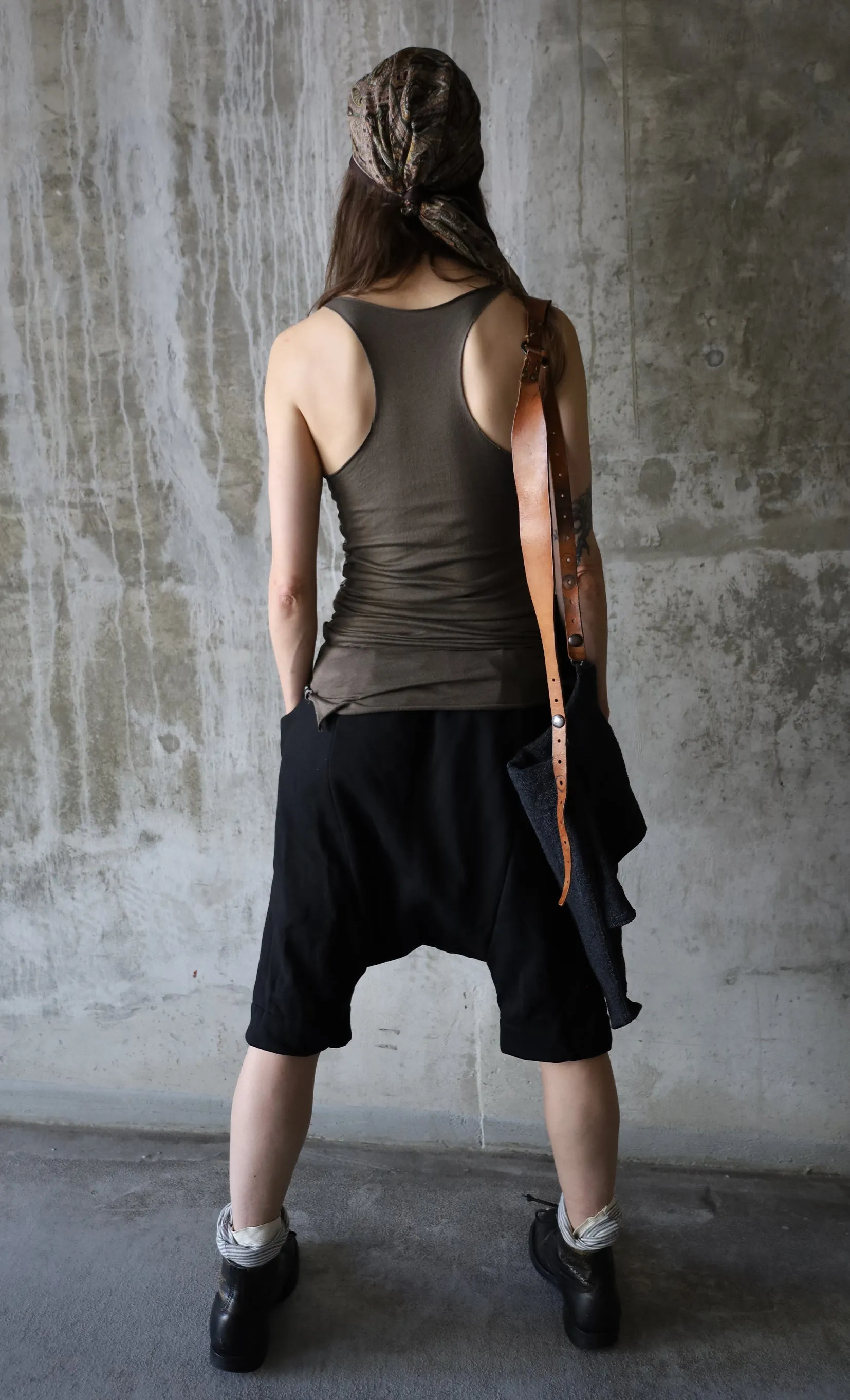 ASYMMETRICAL COTTON JERSEY SINGLET