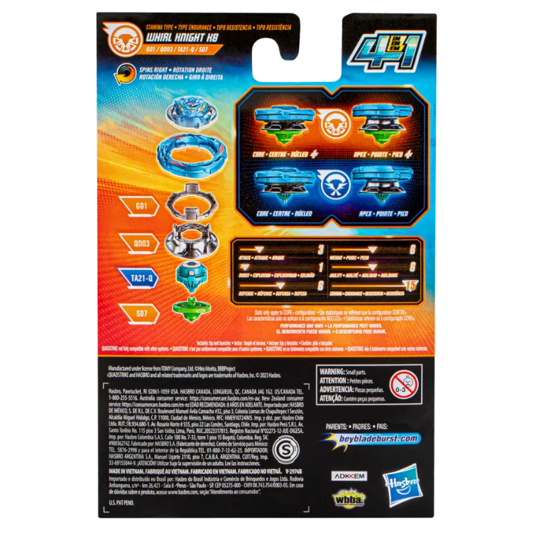 Beyblade Burst Quadstrike Whirl Knight K8 Starter Pack