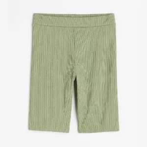 Bicycle shorts H&M Ribbed Biker, light green