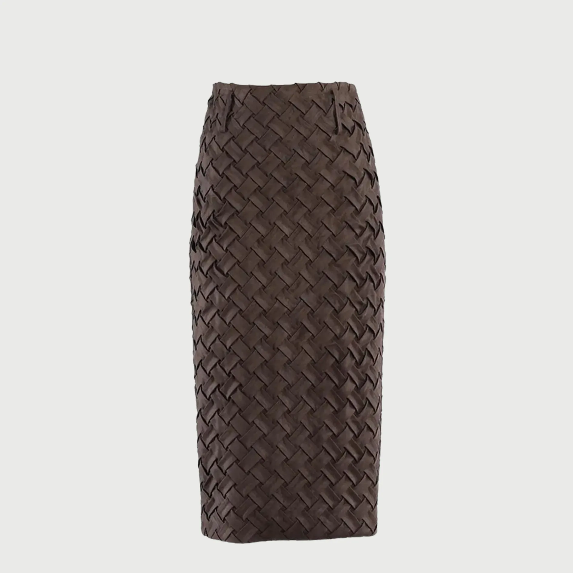 Black Knitted Belted Pencil Skirt