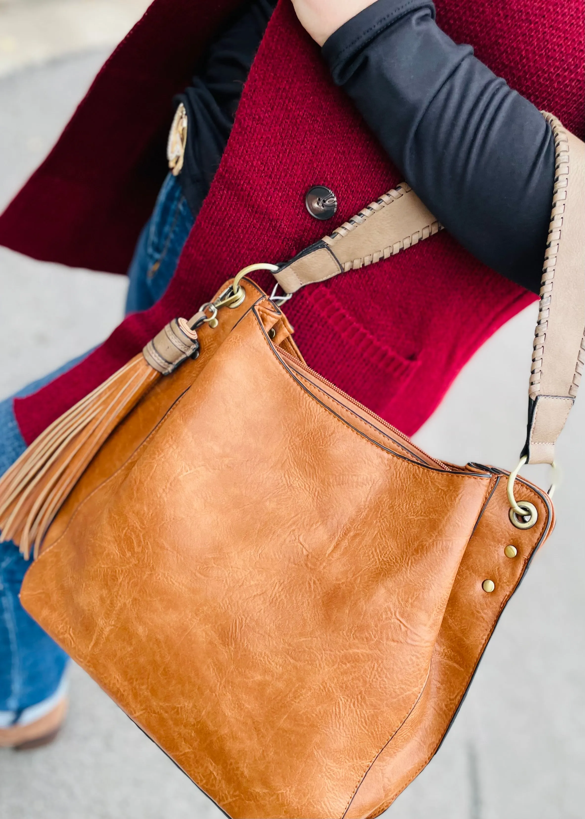 Burgundy Sleeveless Long Sweater Vest