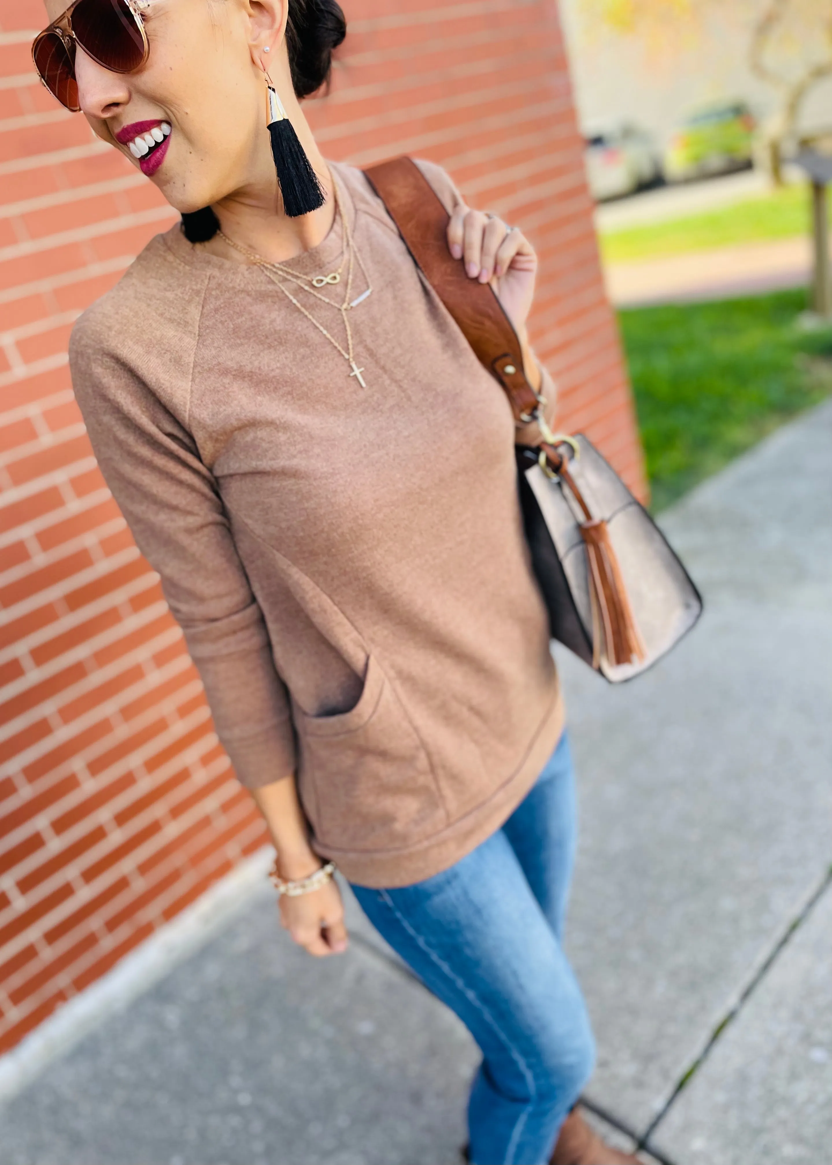 Camel Long Sleeve Top