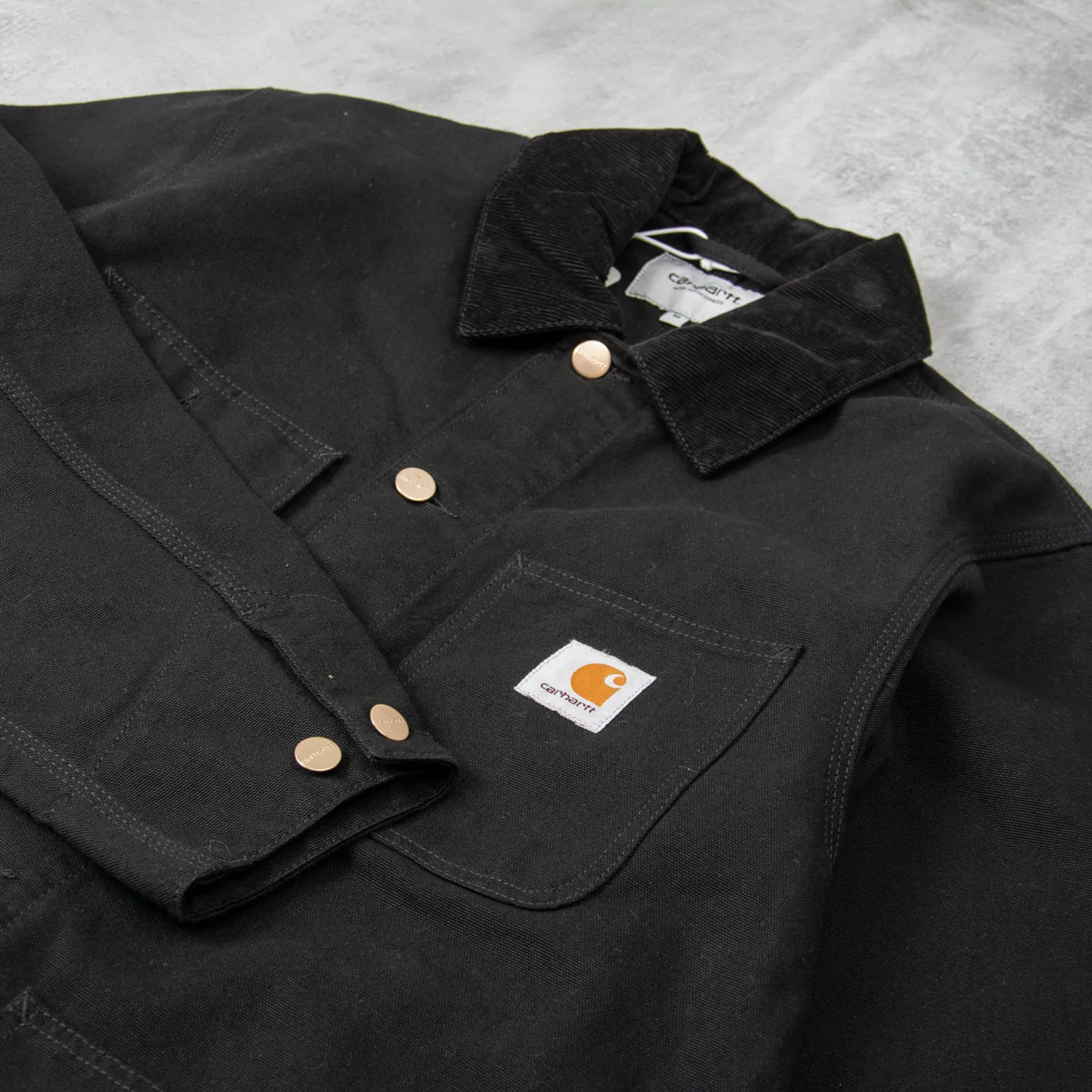 Carhartt WIP Michigan Rinsed Chore Coat - Black / Black