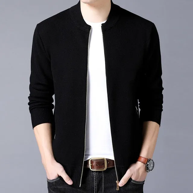 Casual Mandarin Collar Solid Color Zipper Jacket