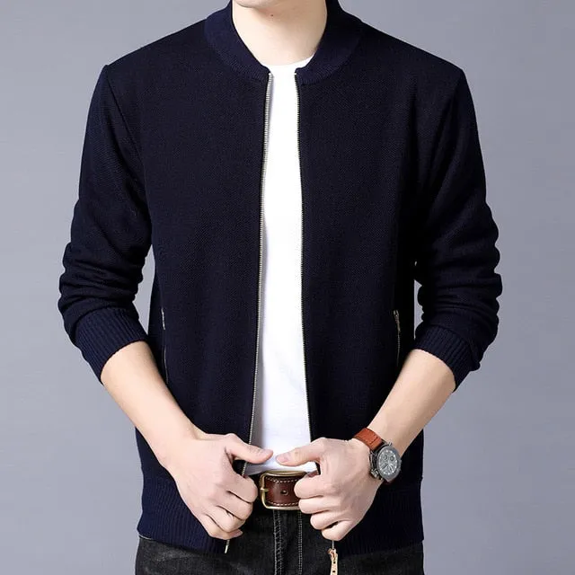 Casual Mandarin Collar Solid Color Zipper Jacket