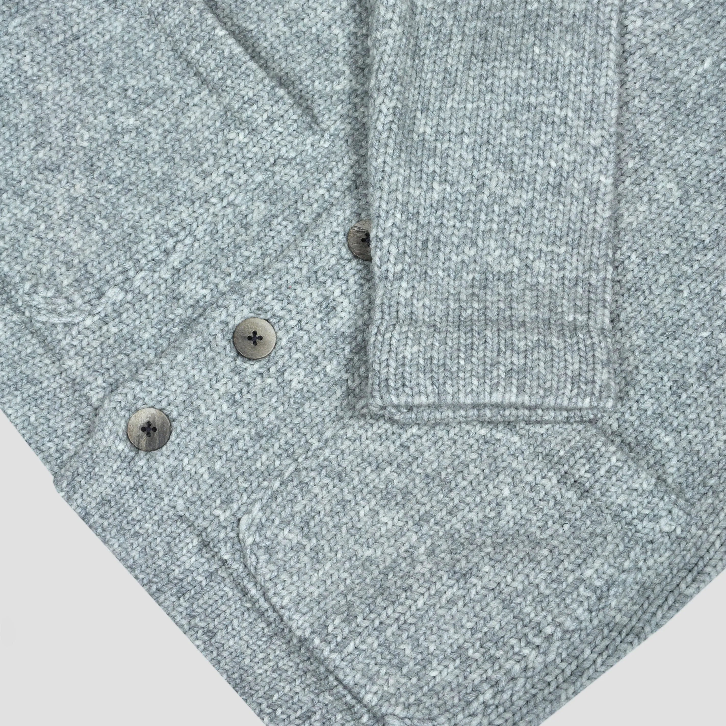 Chunky Shell Collar Wool Cardigan in Grey