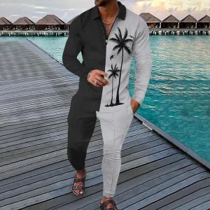 Coconut Tree Long Sleeve Polo Suit