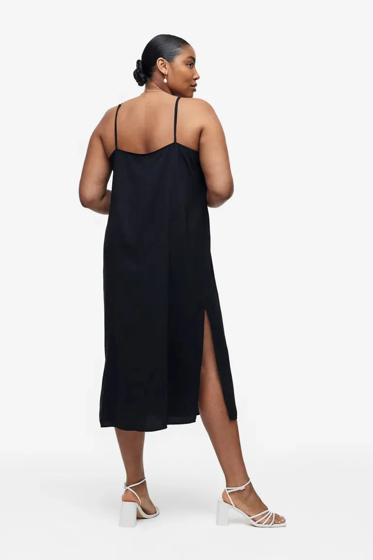 Crepe slip dress H&M, black