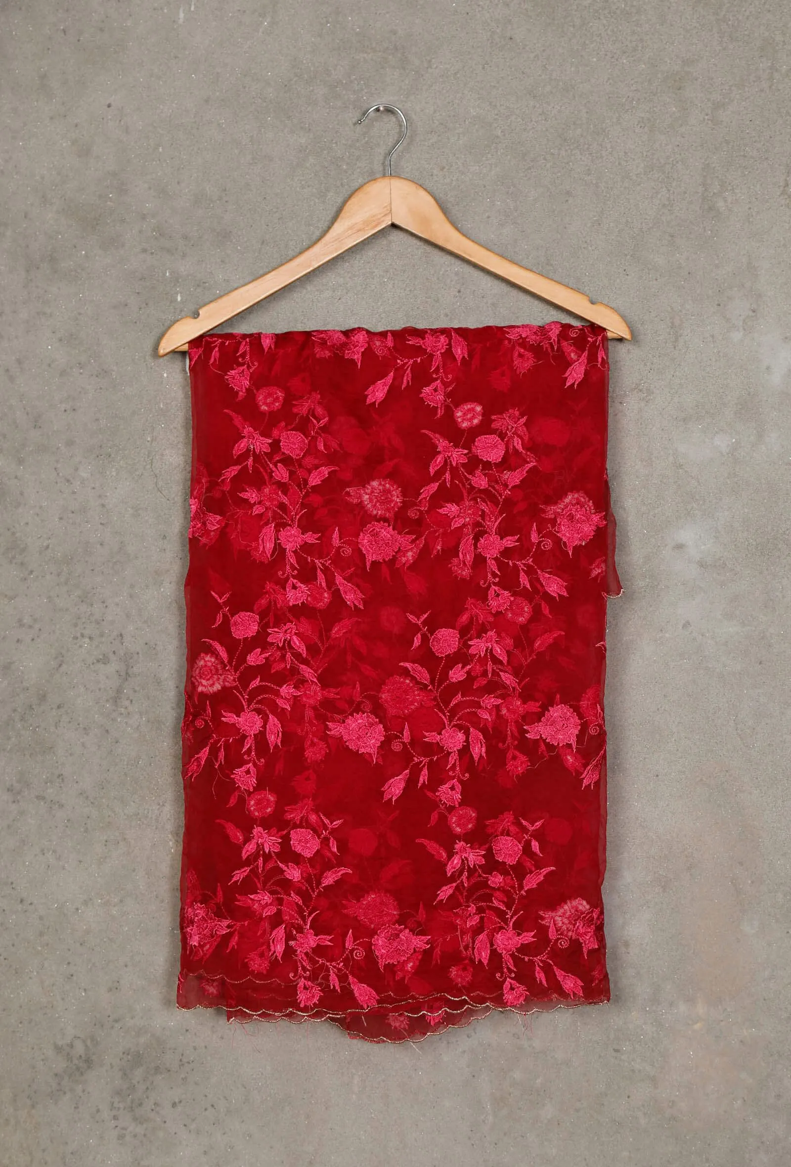 Crimson Organza Dupatta