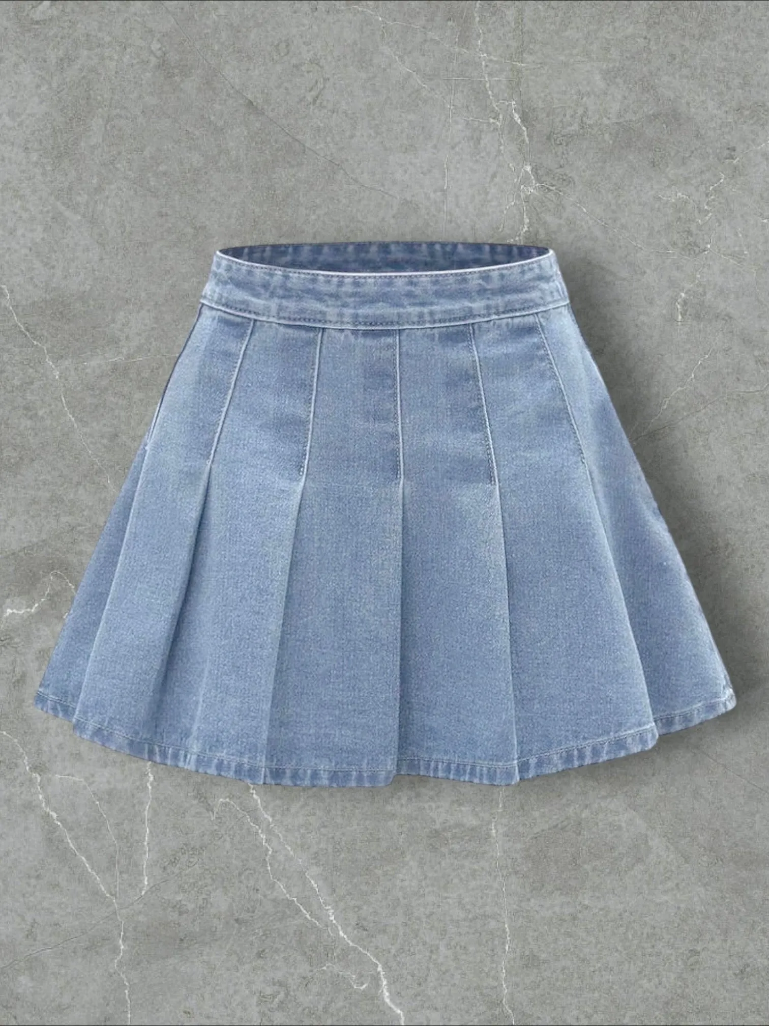 DENIM CO PLEATED SHORT SKIRT