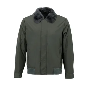 Fabric Flight Jacket with Rex Fur