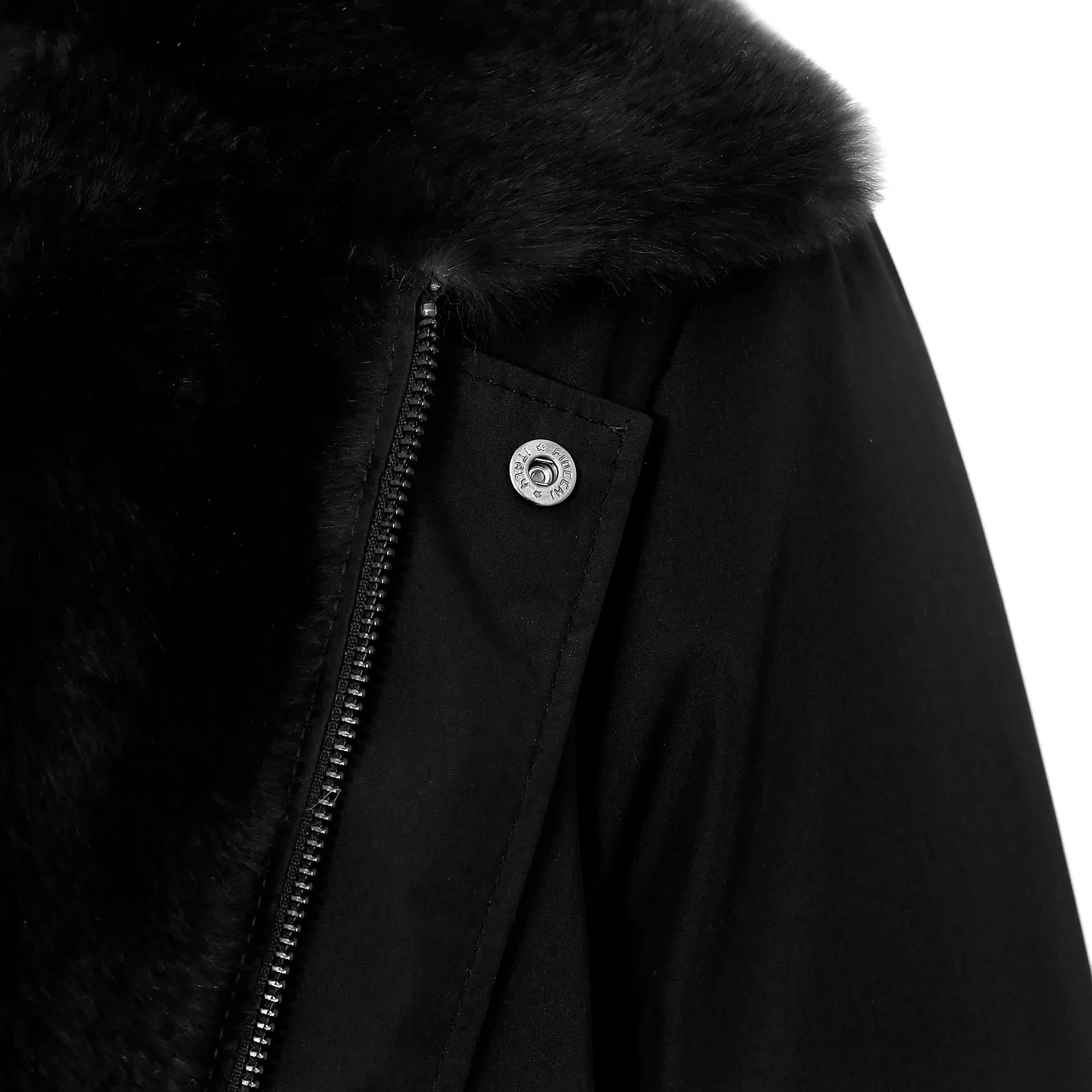 Fabric Flight Jacket with Rex Fur