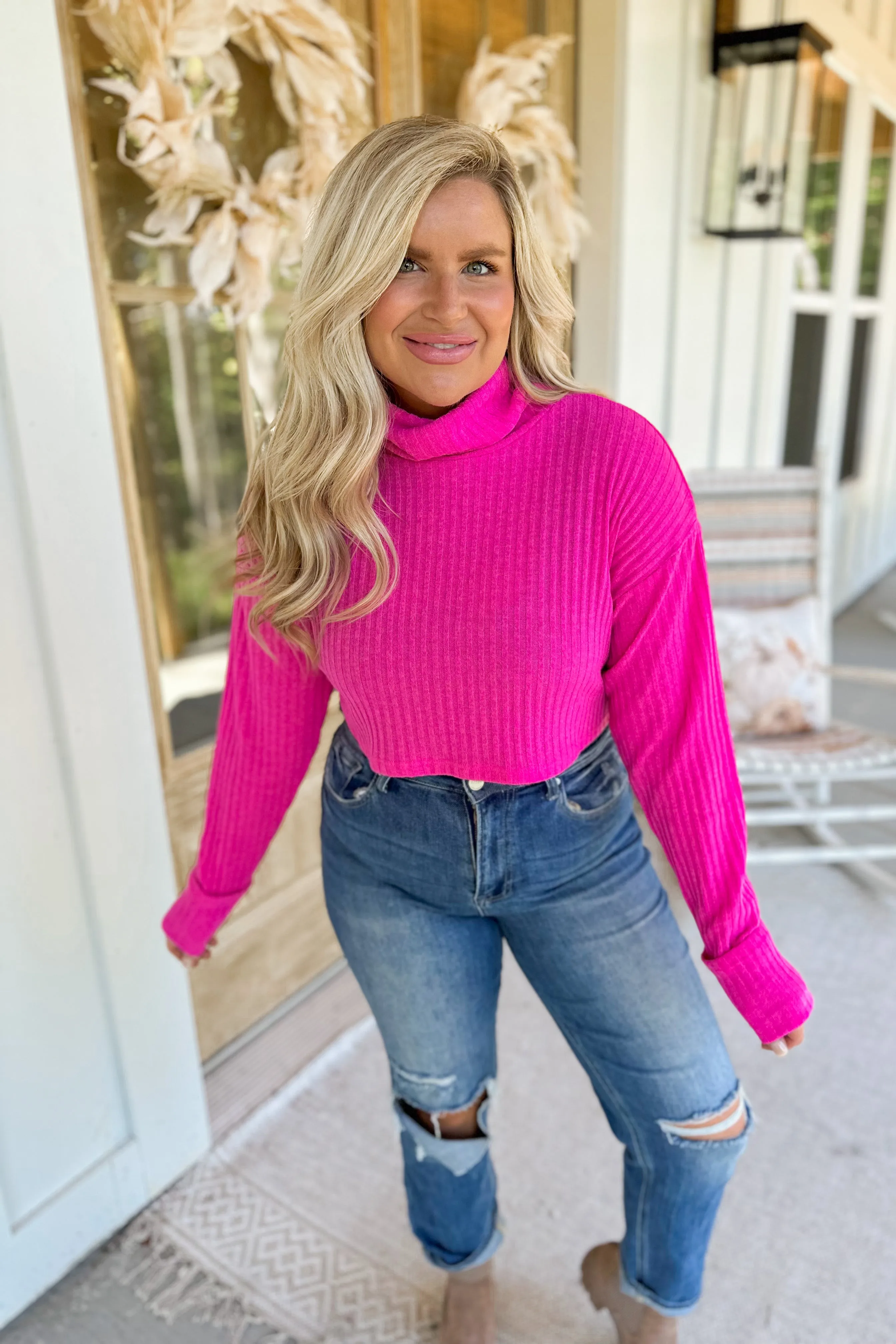 Garry Textured Cropped Turtle Neck Sweater Top *FINAL SALE*