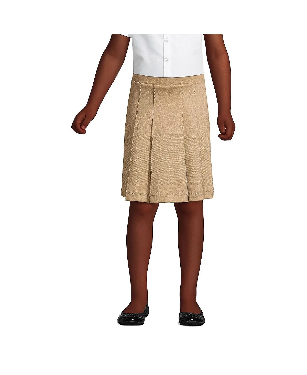 Girls School Uniform Kids Ponte Knee Length Pleated Skirt Lands' End