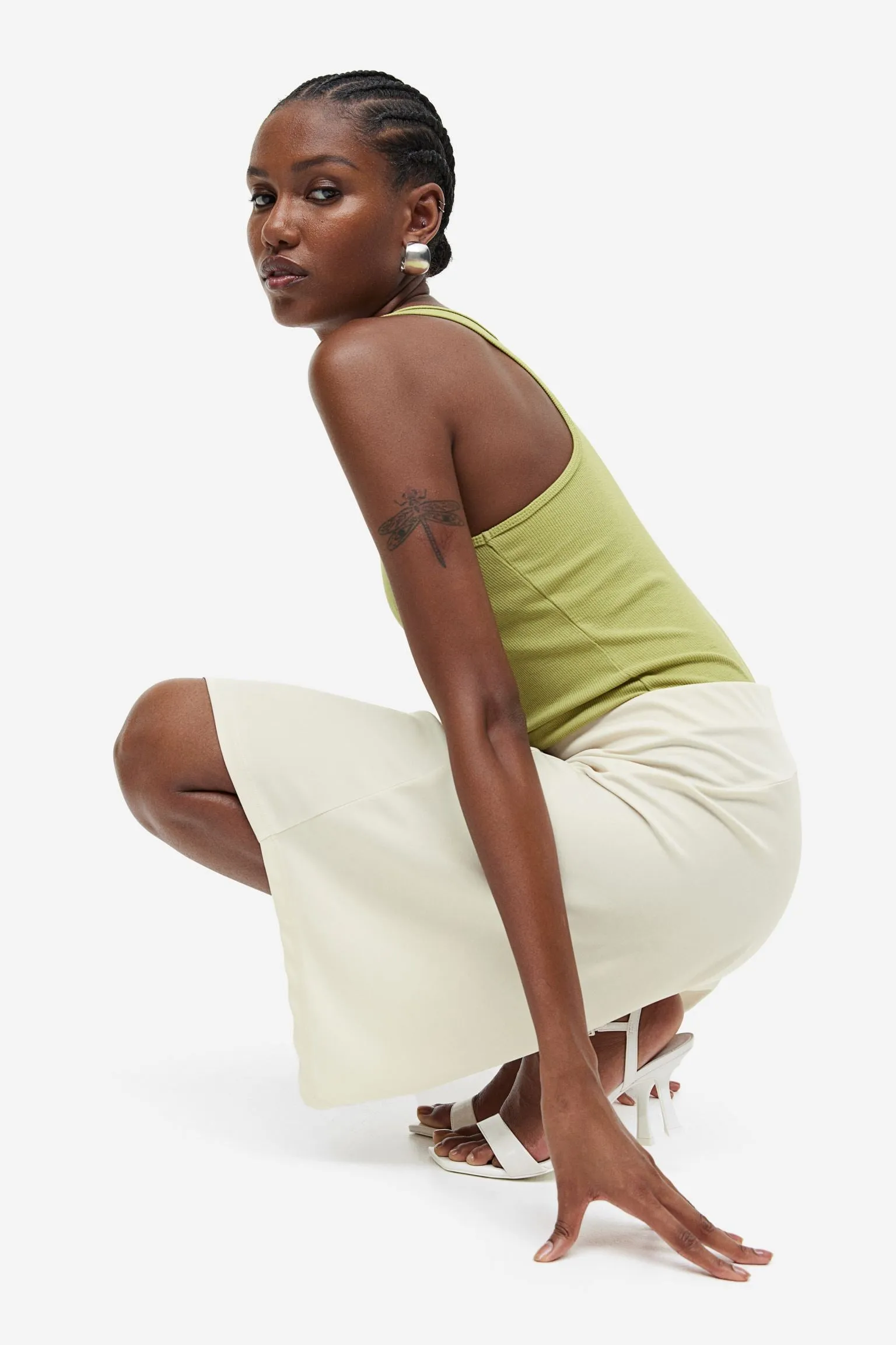 H&M Asymmetric Skirt, cream