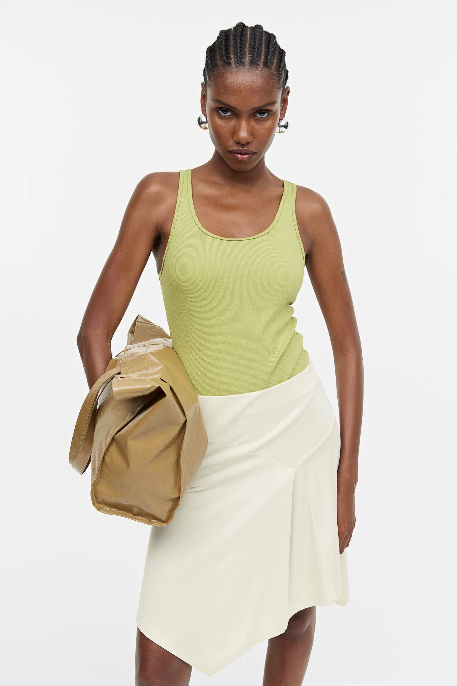 H&M Asymmetric Skirt, cream