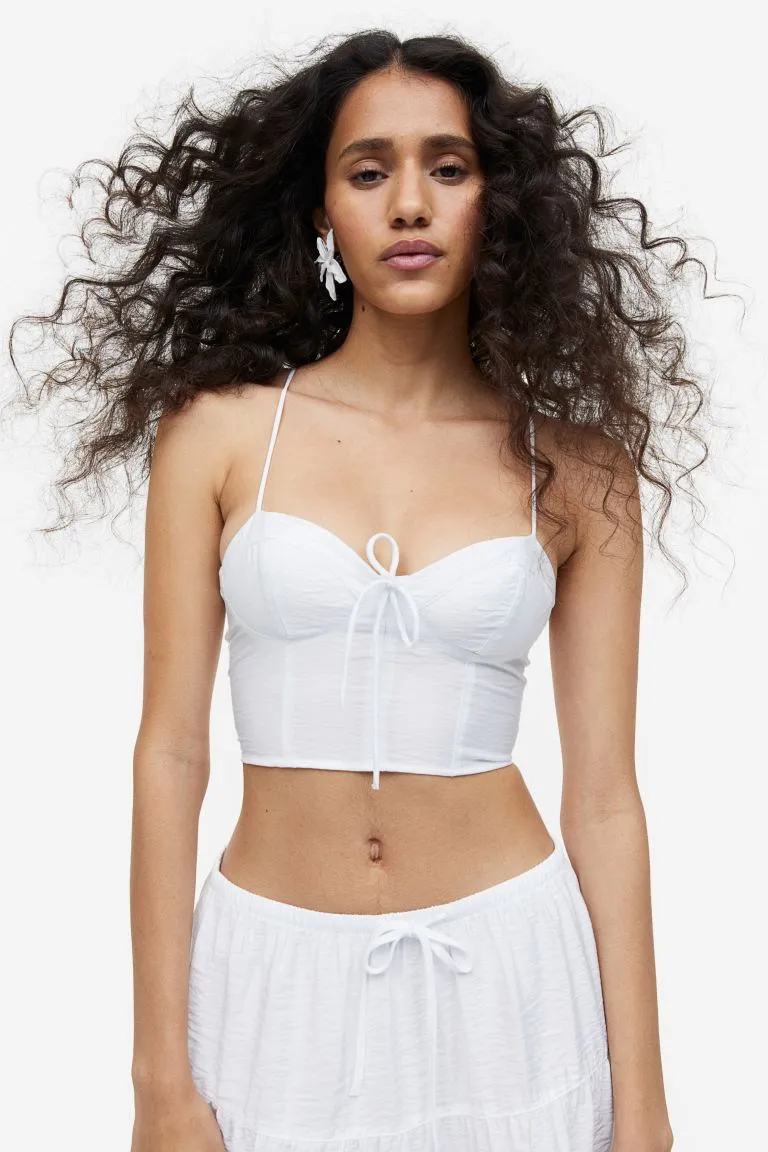 H&M Bustier Crop Top, White