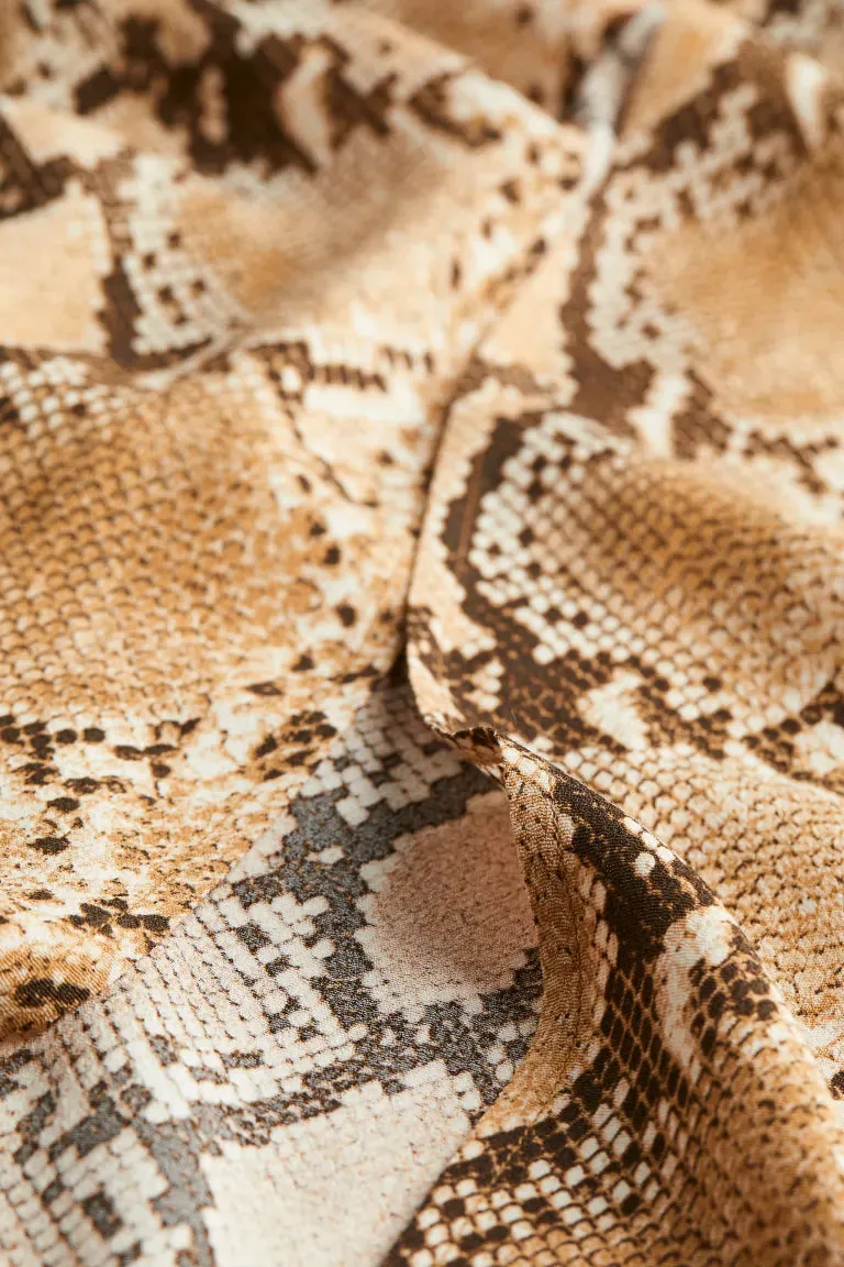 H&M crepe skirt, beige/snakeskin