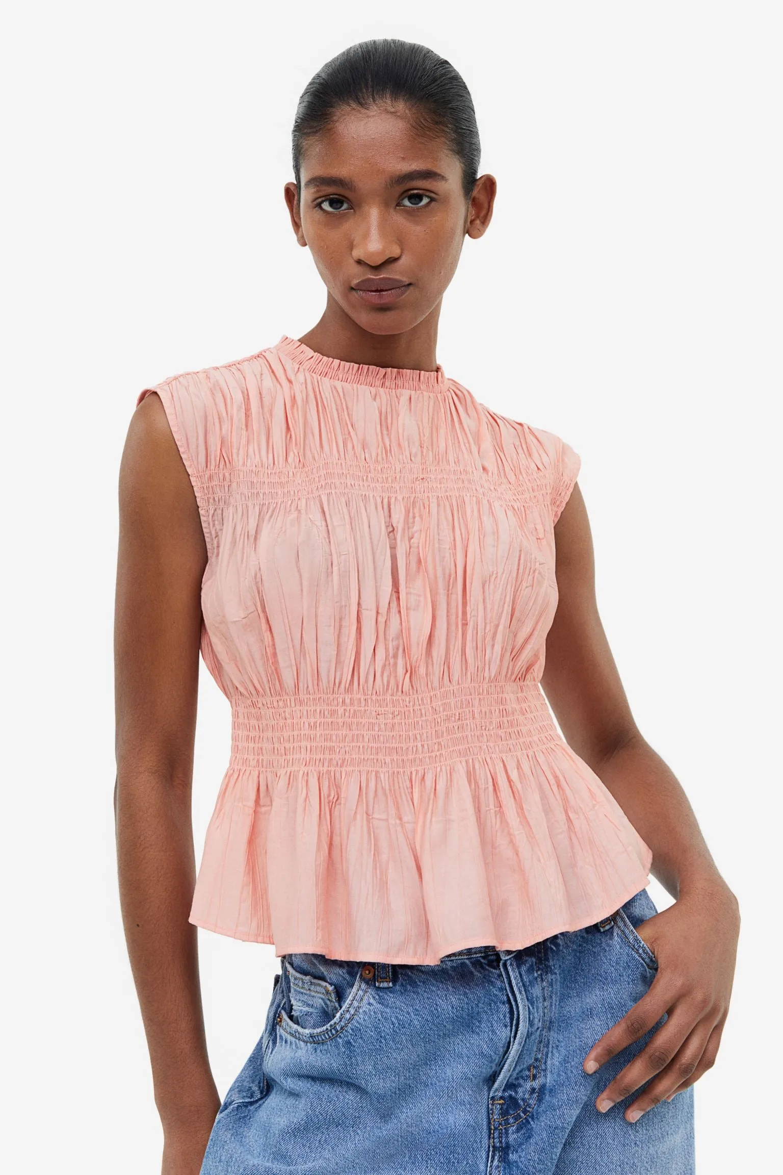 H&M Crinkled top, pink