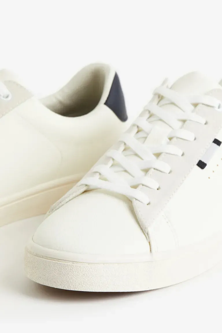 H&M faux leather sneakers, white/navy