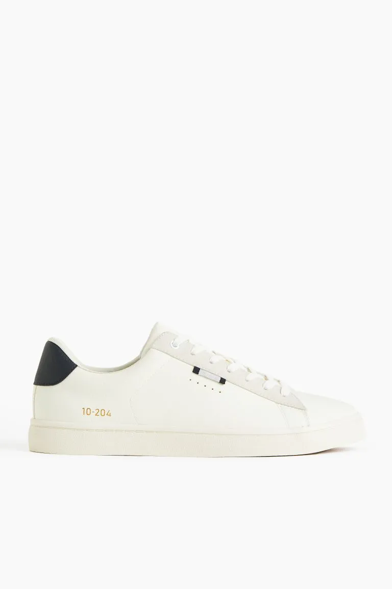 H&M faux leather sneakers, white/navy