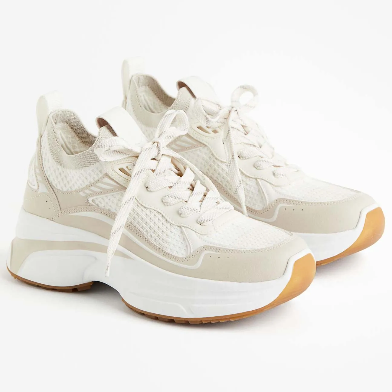 H&M Fully-fashioned sneakers, white/beige