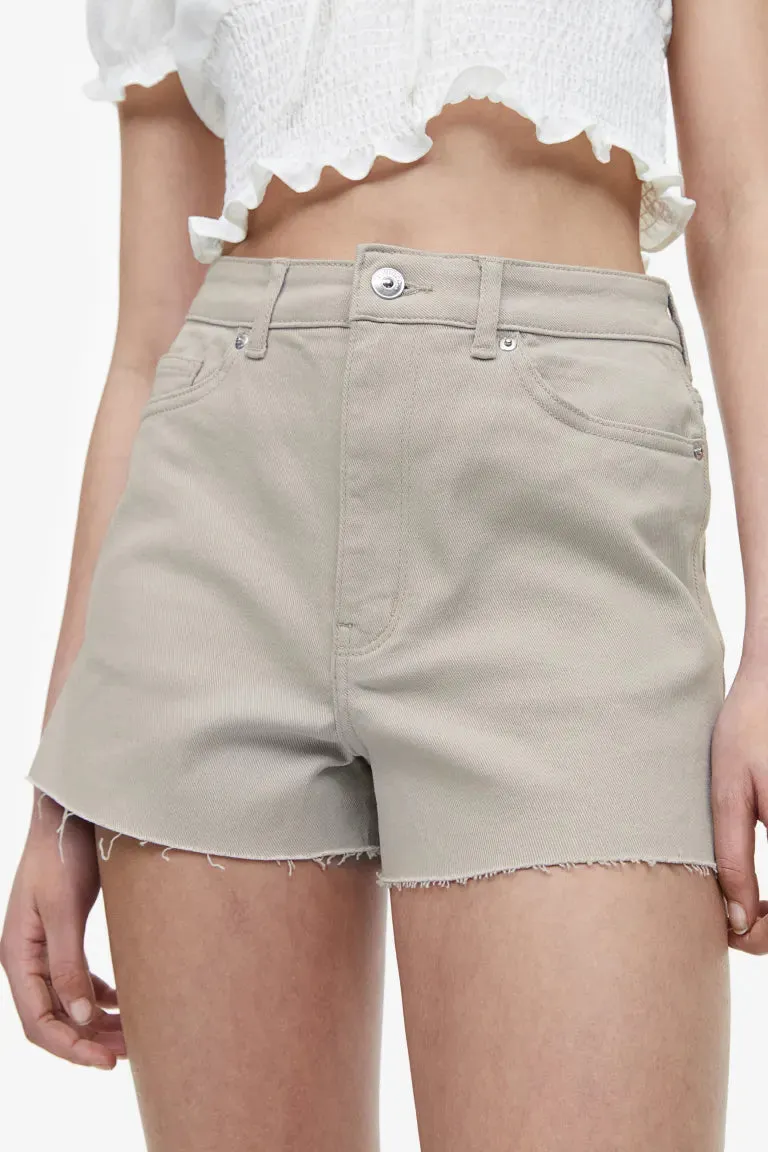 H&M High Waisted Twill Shorts, Taupe