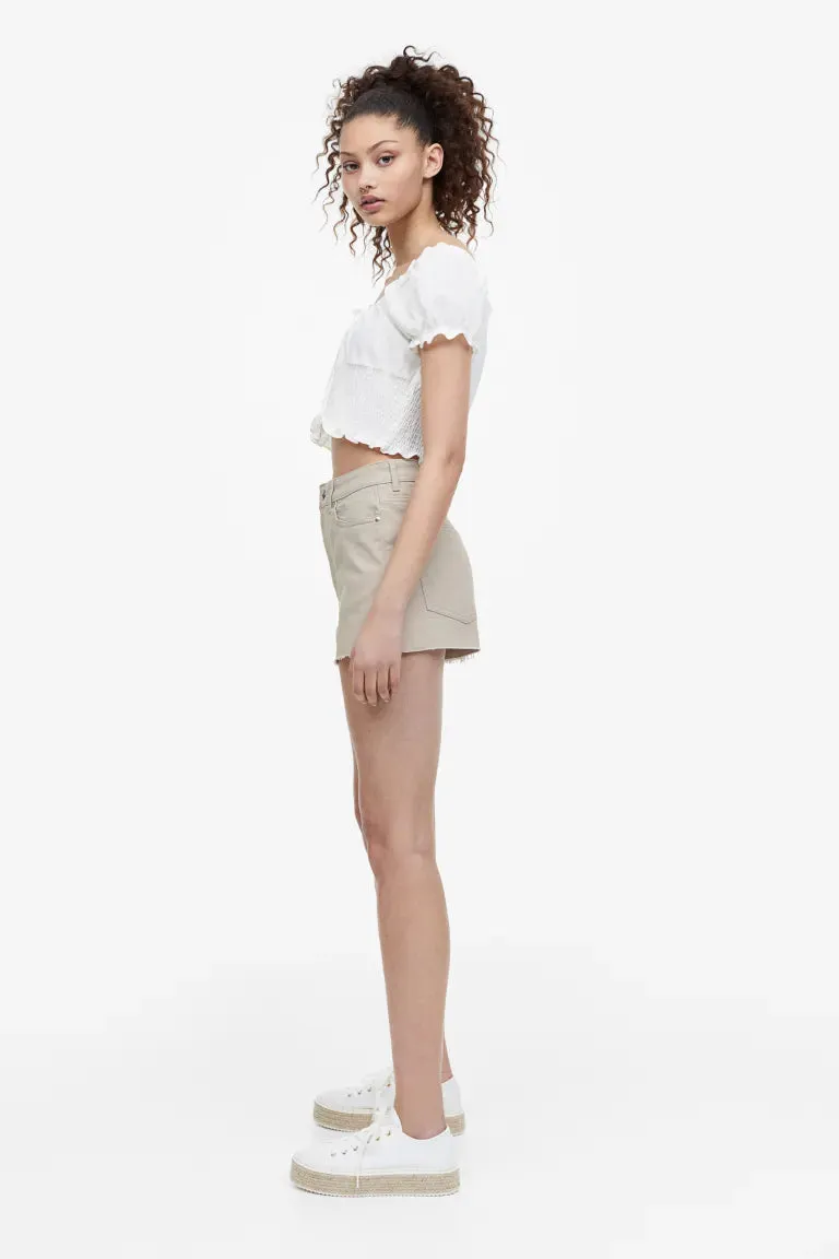 H&M High Waisted Twill Shorts, Taupe