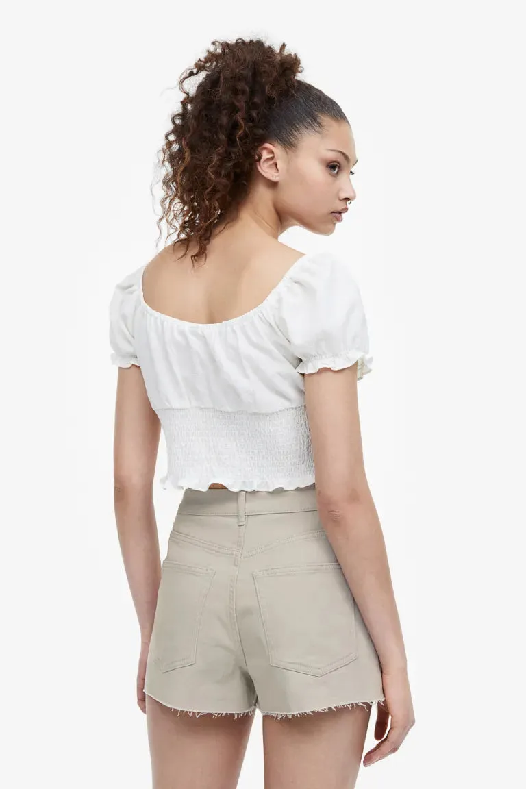 H&M High Waisted Twill Shorts, Taupe