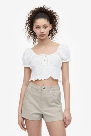 H&M High Waisted Twill Shorts, Taupe