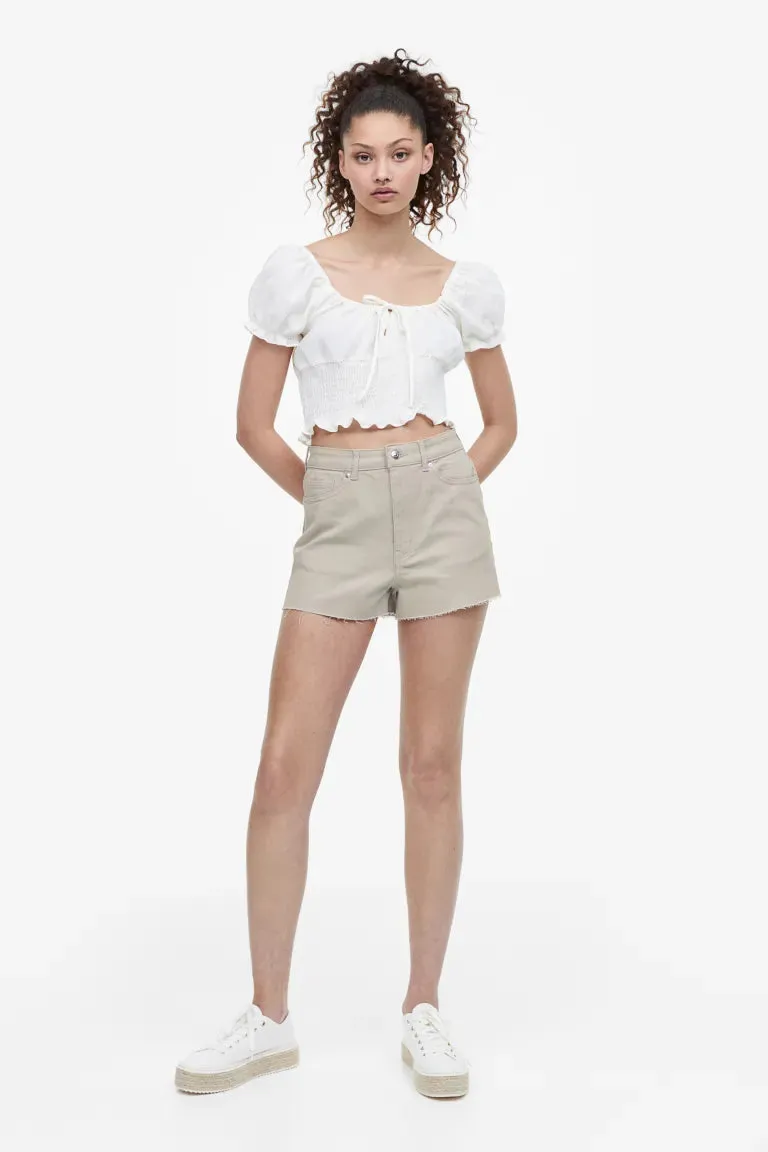 H&M High Waisted Twill Shorts, Taupe