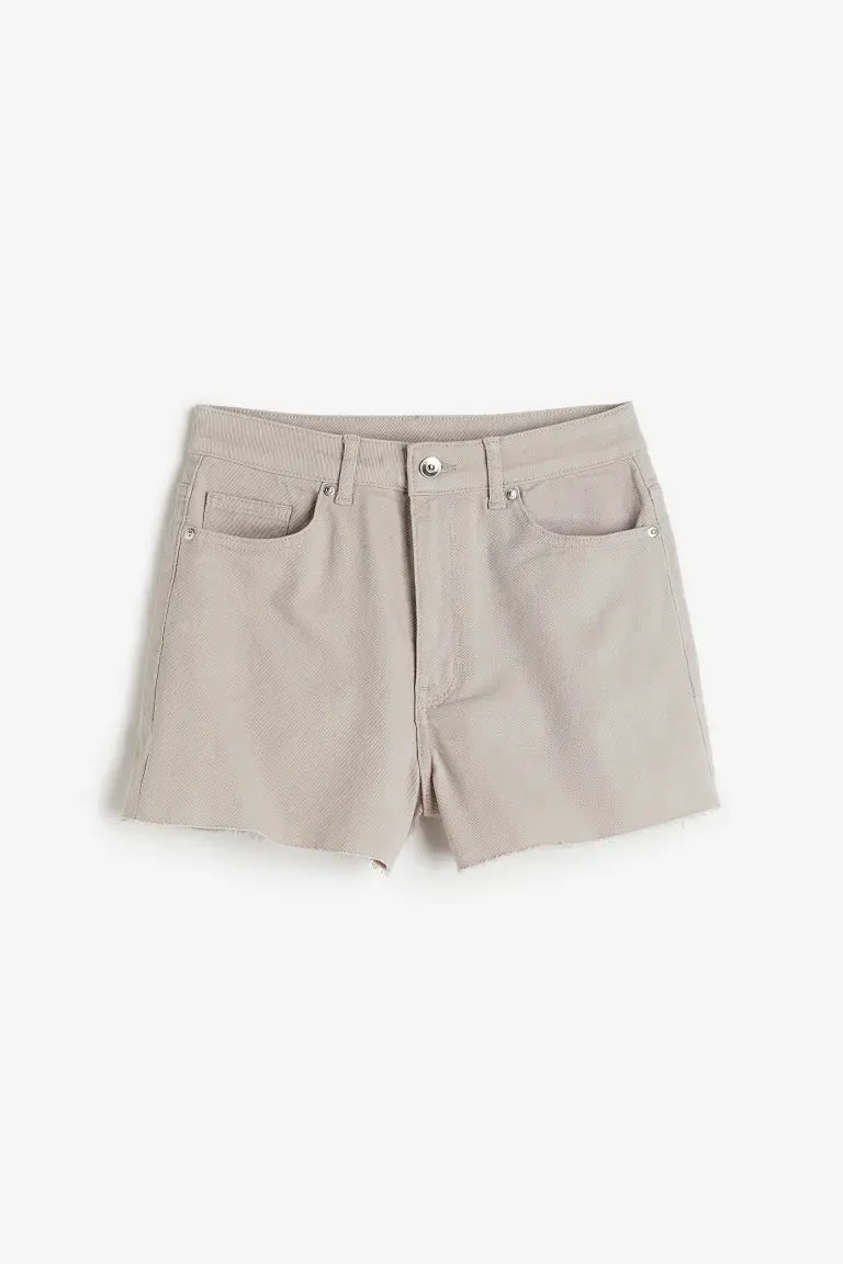 H&M High Waisted Twill Shorts, Taupe