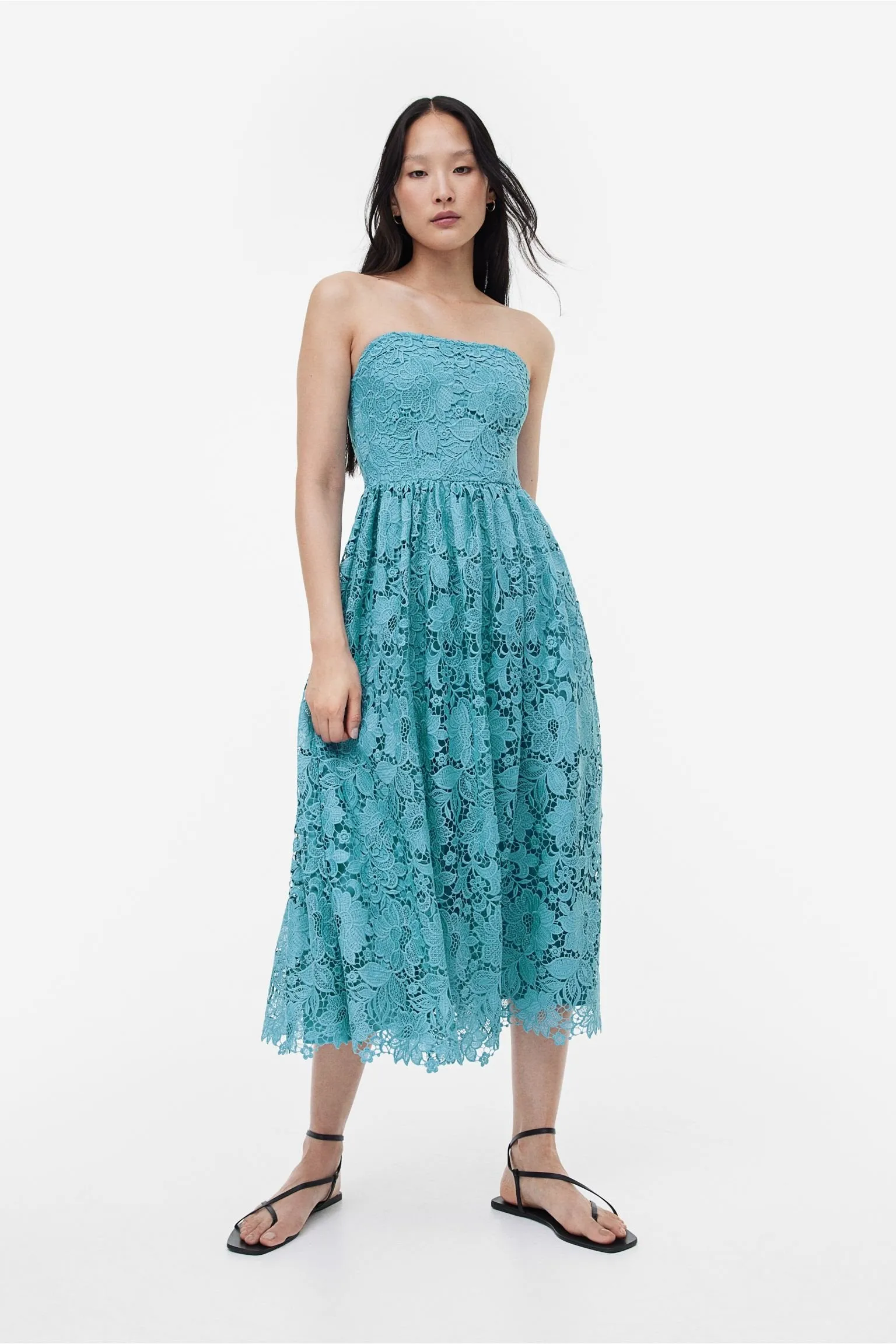 H&M Lace Bandeau dress, turquoise