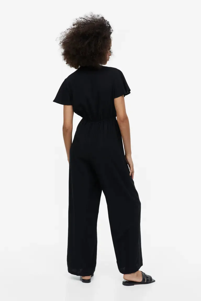 H&M linen blend jumpsuit, black