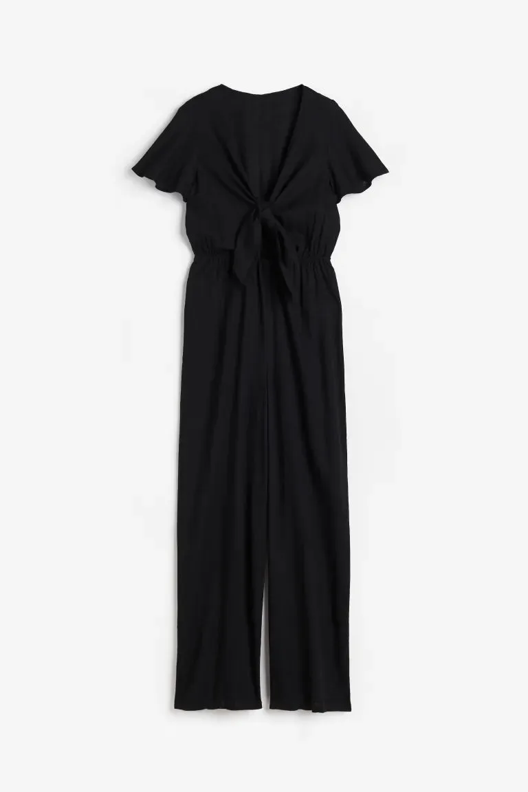 H&M linen blend jumpsuit, black