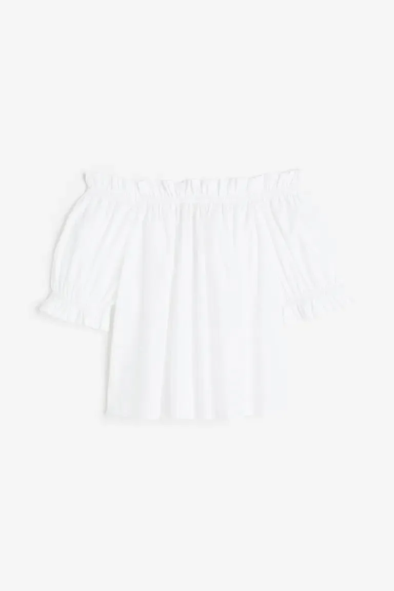 H&M Off Shoulder Ruffle Top, White