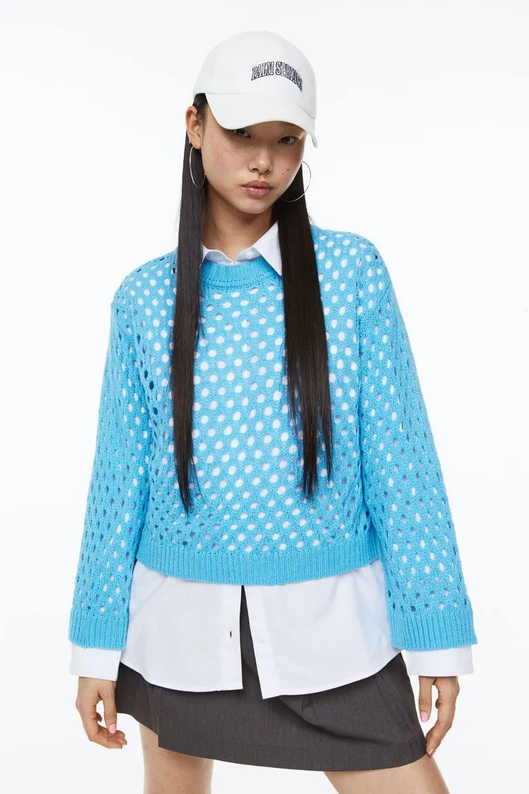 H&M openwork sweater, blue