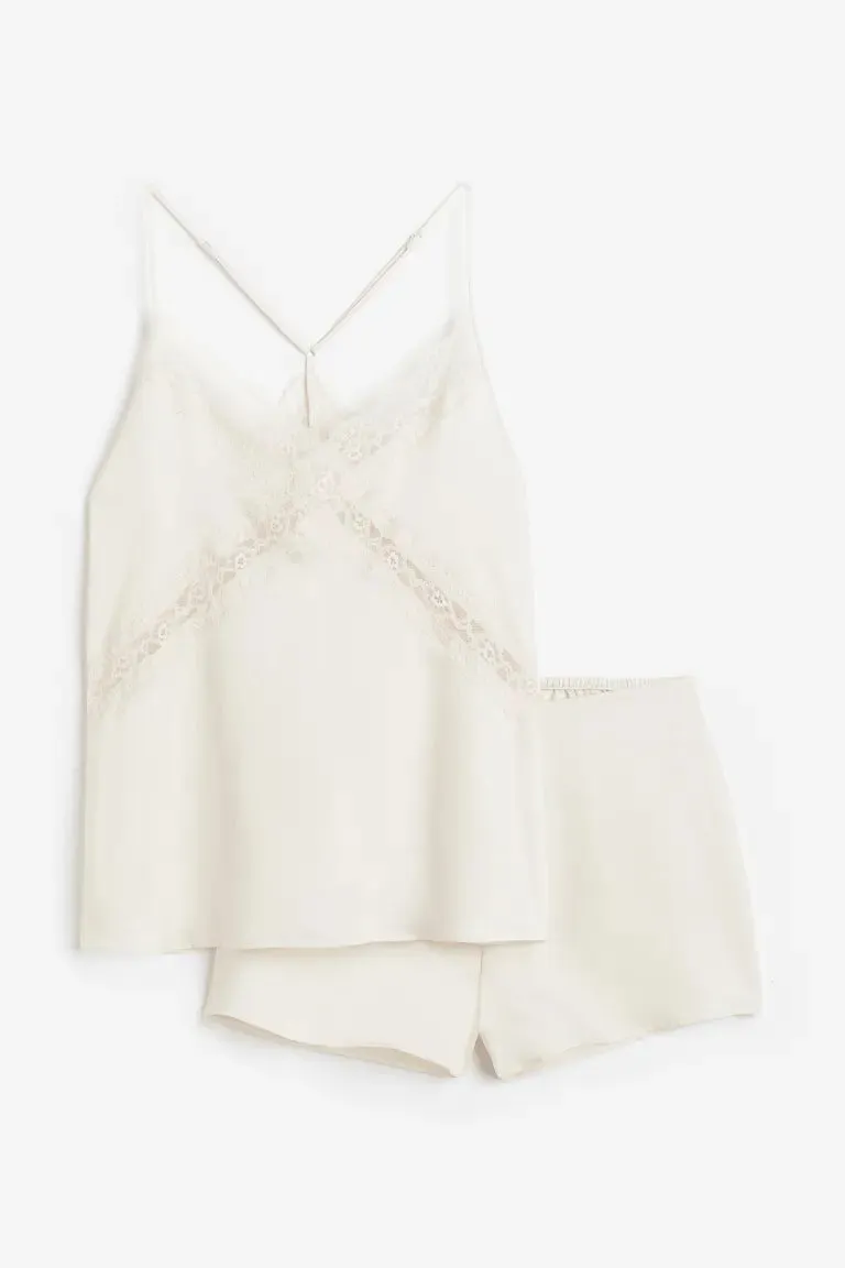 H&M pajama top and shorts, light beige