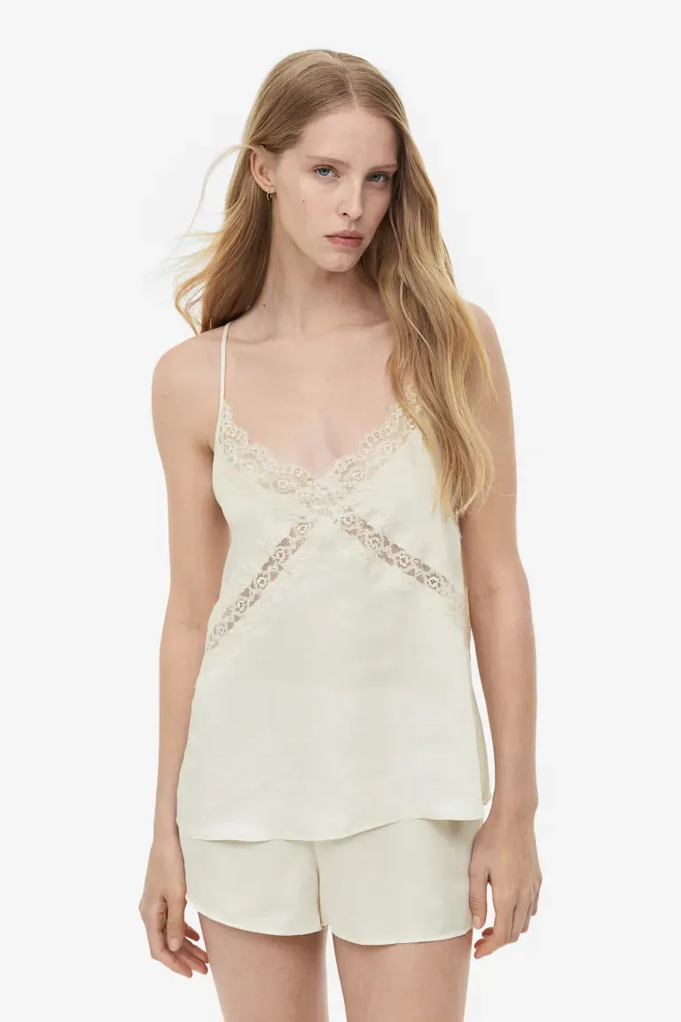 H&M pajama top and shorts, light beige