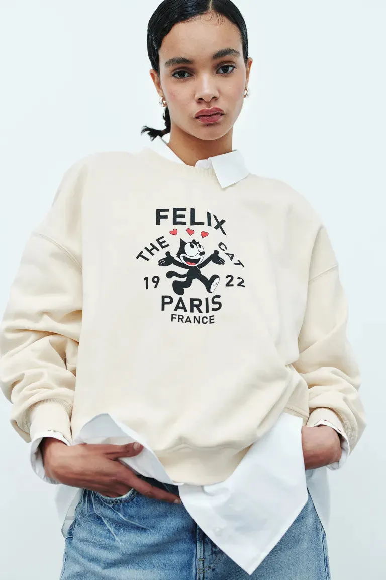 H&M printed sweatshirt, beige