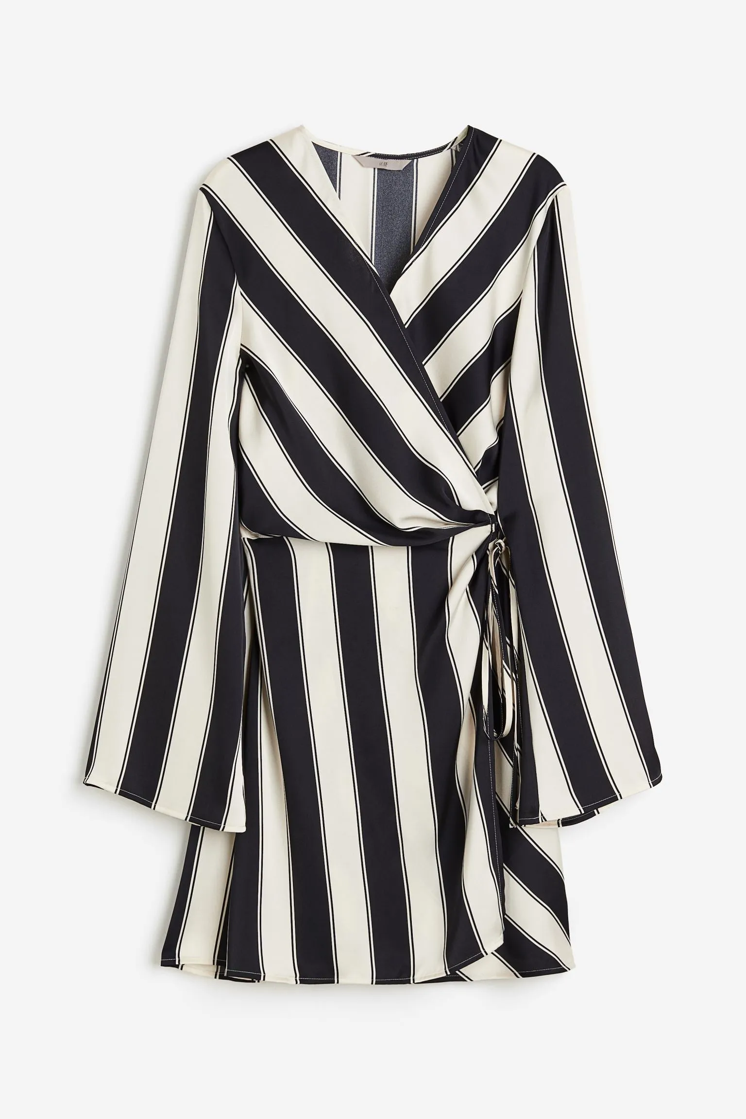 H&M Satin Wrap dress, cream/black