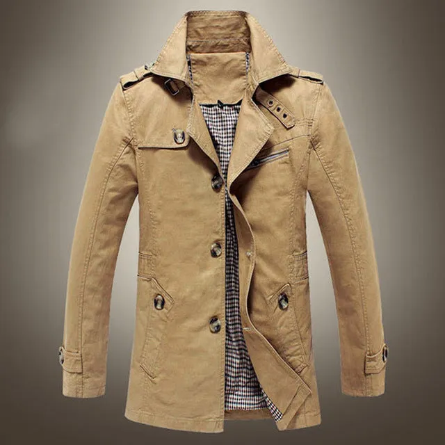 HEE GRAND High Quality Trench Men Double Breasted Trench Outerwear Fashion Casual Coat