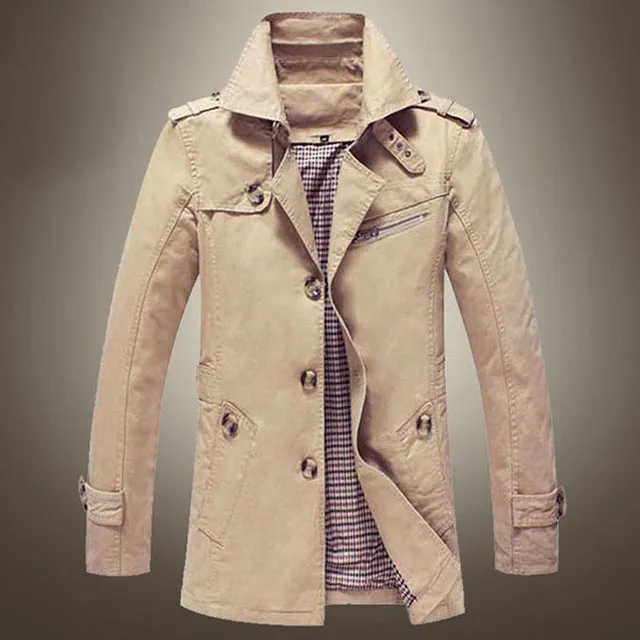 HEE GRAND High Quality Trench Men Double Breasted Trench Outerwear Fashion Casual Coat