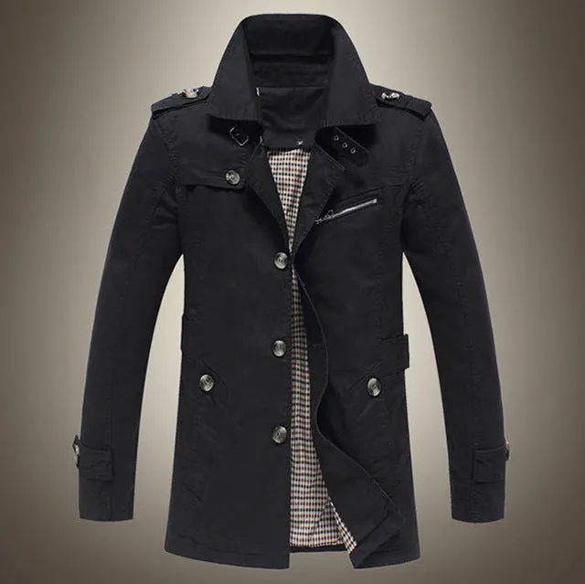 HEE GRAND High Quality Trench Men Double Breasted Trench Outerwear Fashion Casual Coat