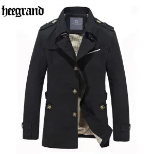 HEE GRAND High Quality Trench Men Double Breasted Trench Outerwear Fashion Casual Coat